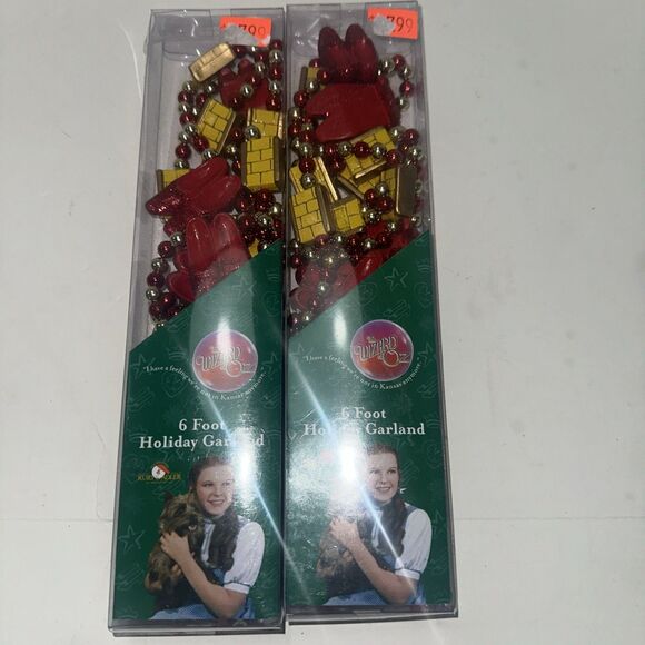 2 The Wizard of Oz 6 Foot Garland Kurt S. Adler Ruby Slippers yellow brick  Road - Picture 2 of 10